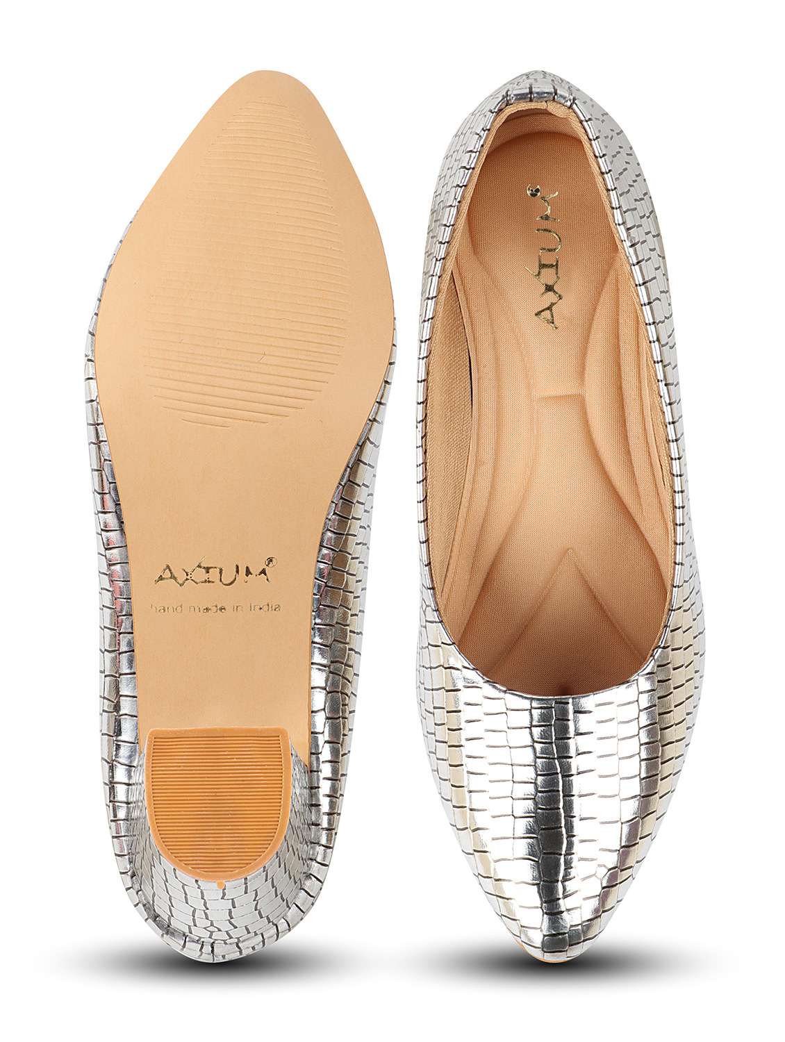 silver synthetic slip on pumps - 19349171 -  Standard Image - 3