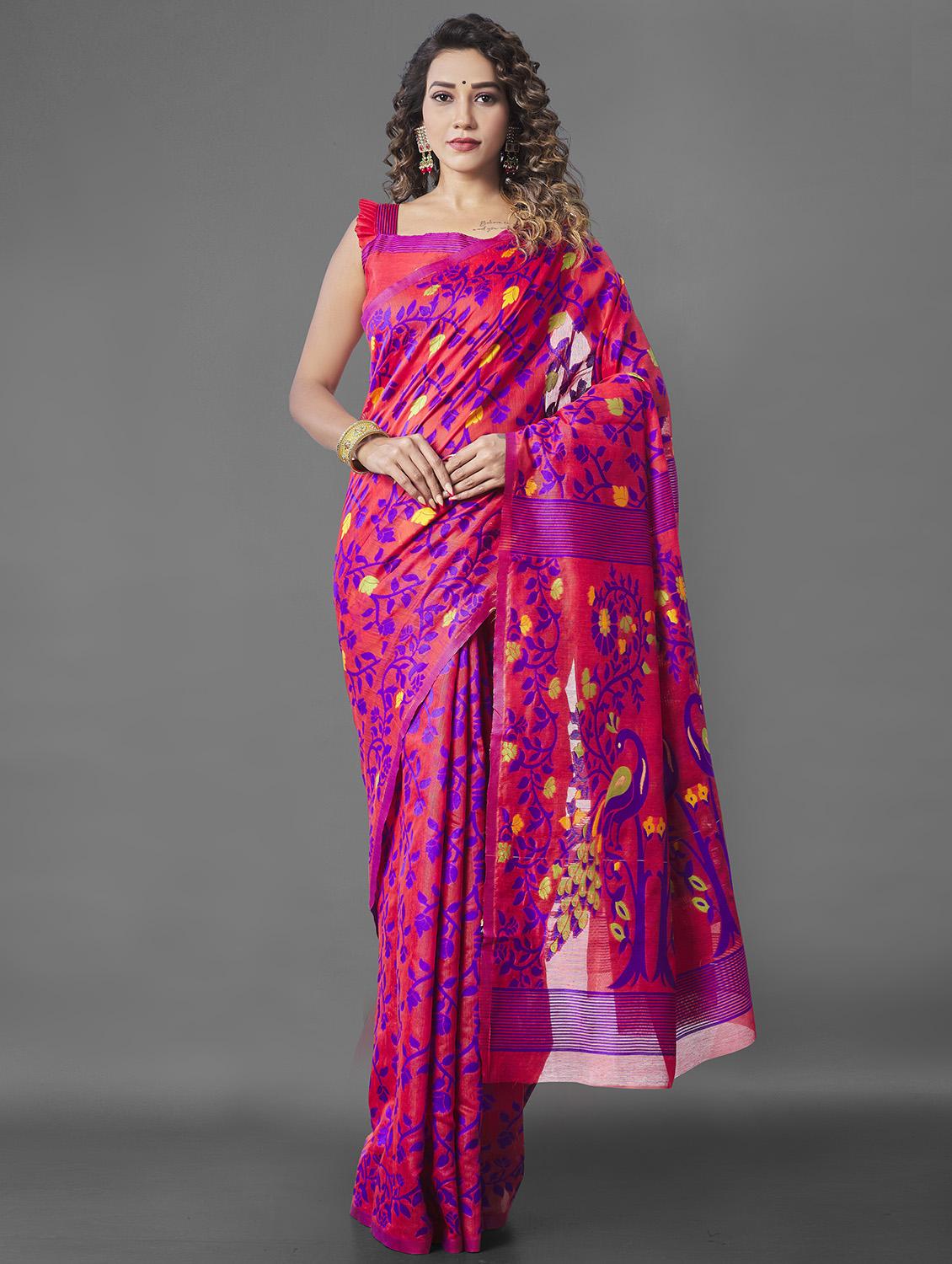 women's floral red colored saree - 19349330 - Zoom Image - 0