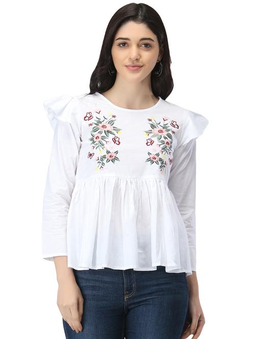 white cotton regular top - 19349378 - Standard Image - 0