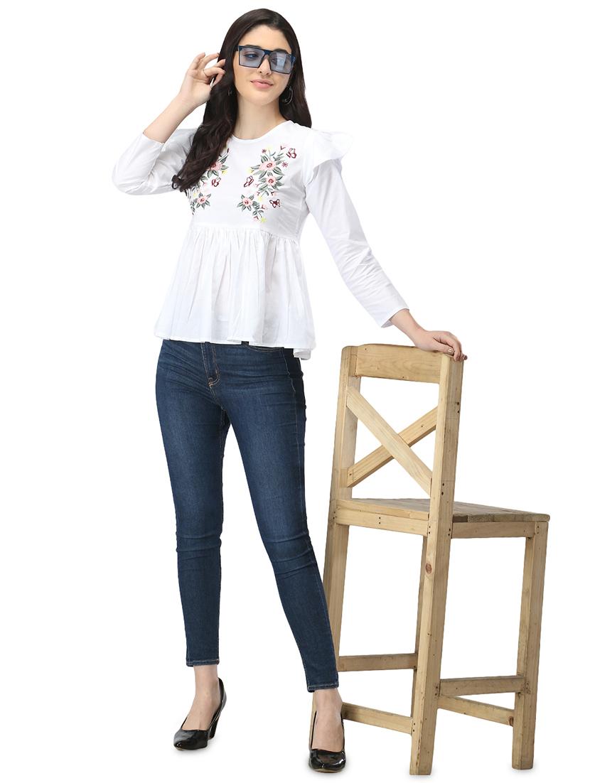 white cotton regular top - 19349378 - Standard Image - 3