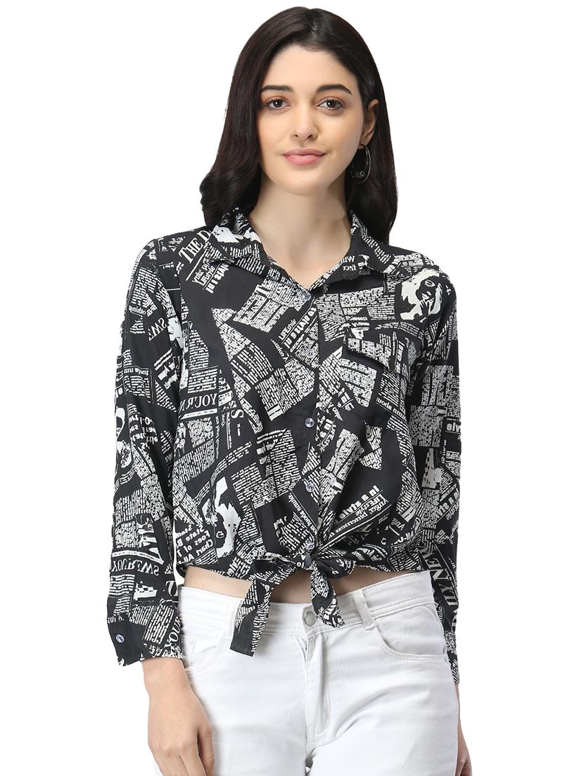 black crepe regular top - 19349379 -  Zoom Image - 0