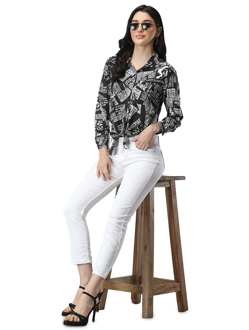 black crepe regular top - 19349379 - Standard Image - 3