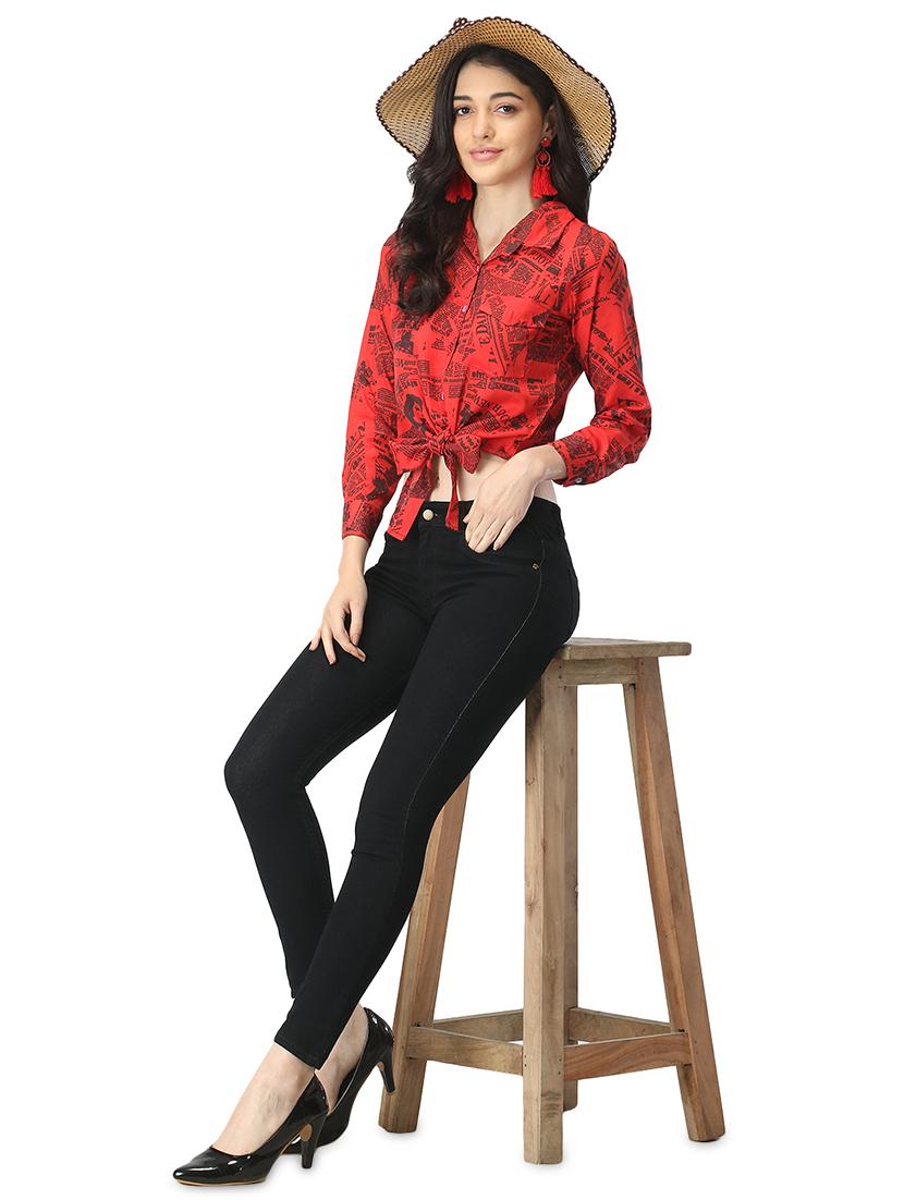 red crepe regular top - 19349381 - Standard Image - 3