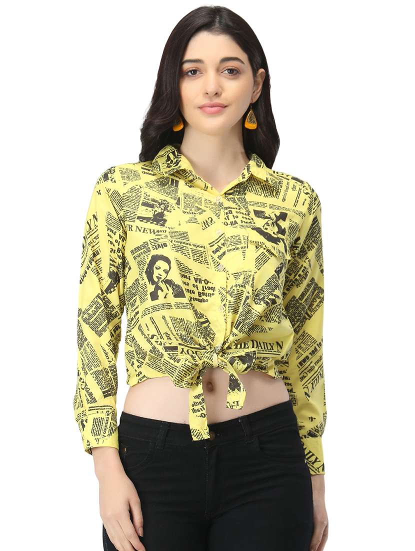 yellow crepe regular top - 19349382 - Zoom Image - 0