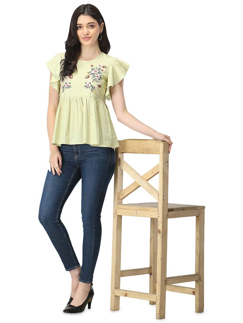 yellow cotton peplum top - 19349387 -  Standard Image - 3