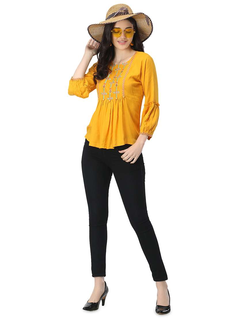 yellow regular top - 19349391 - Standard Image - 3