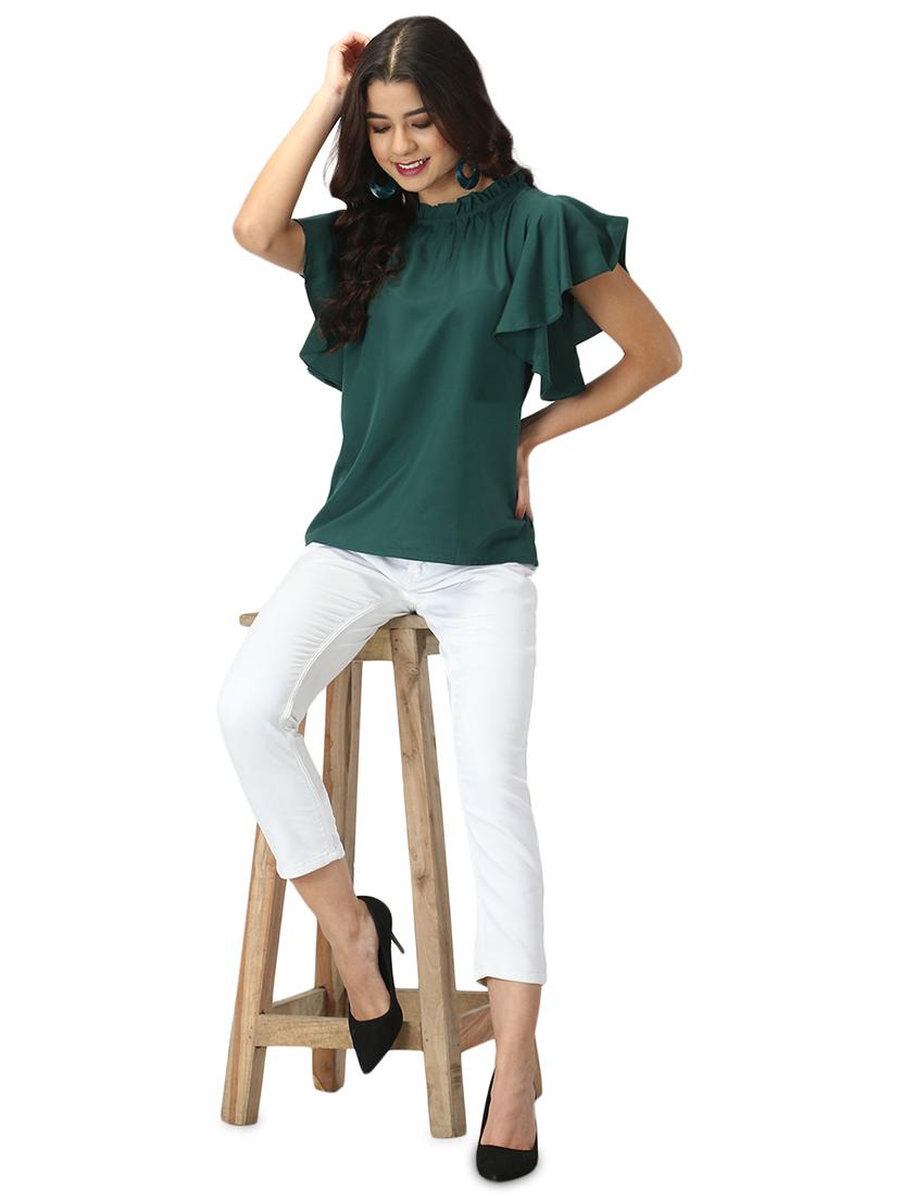 green solid regular top - 19349393 - Standard Image - 3