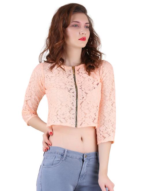 pink net crop top - 19349398 -  Standard Image - 0