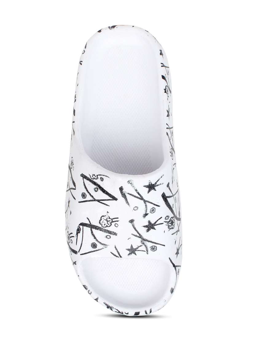 white rubber slip on flip flops - 19349421 - Standard Image - 3