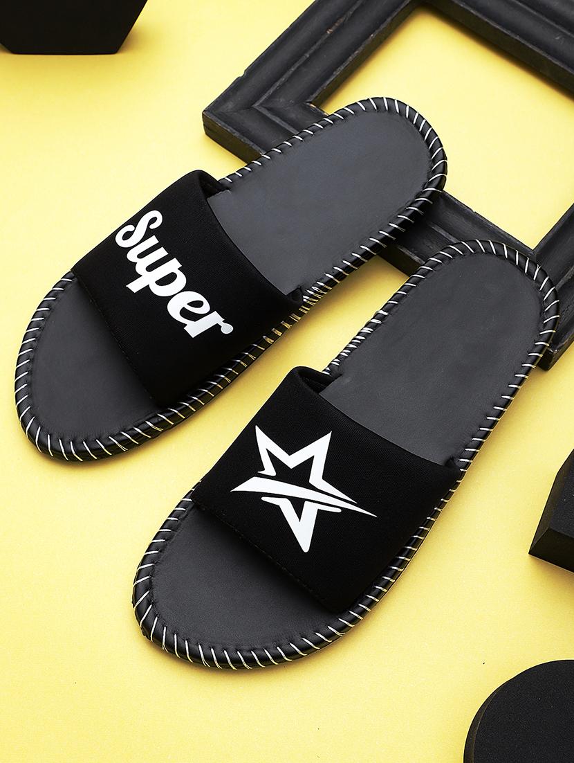 black rubber slip on flip flops - 19349425 - Zoom Image - 0