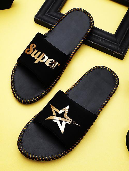 gold rubber slip on flip flops - 19349426 - Standard Image - 0