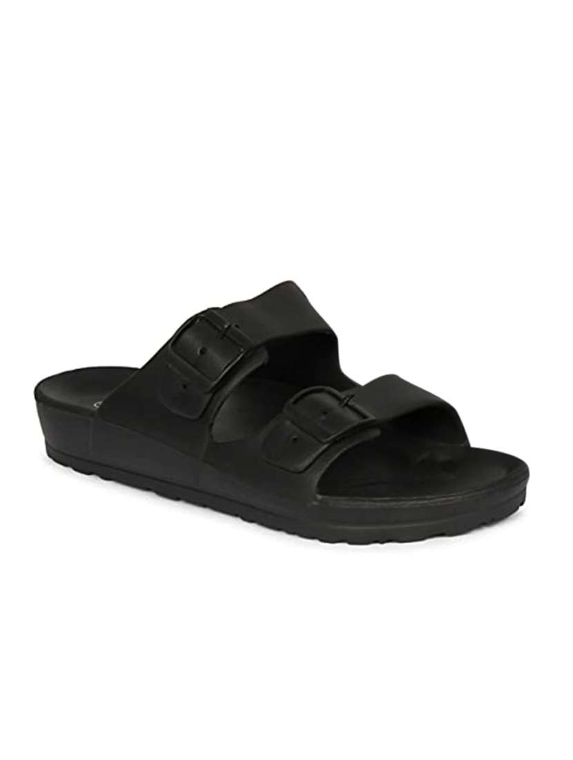 black rubber slip on flip flops - 19349430 - Zoom Image - 0