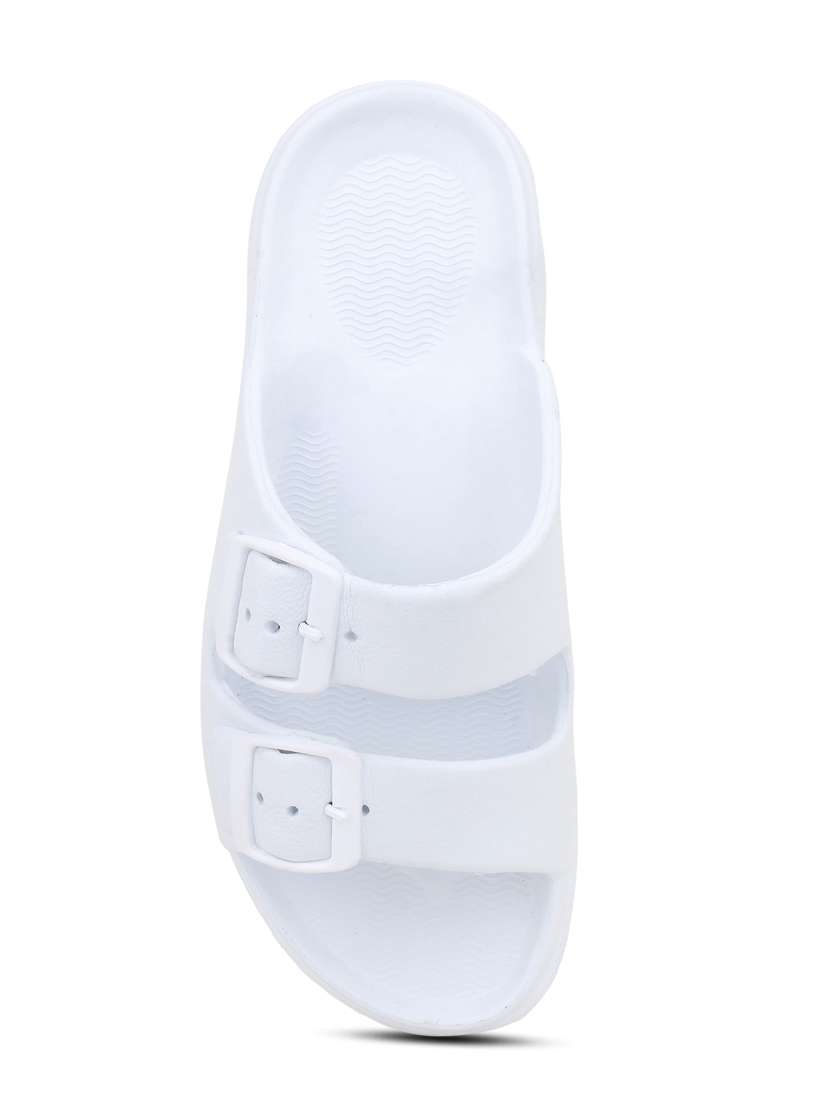 white rubber slip on flip flops - 19349431 - Standard Image - 3