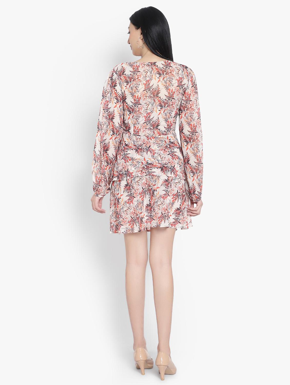 women's tiered dress leaf print dress - 19349781 - Standard Image - 3