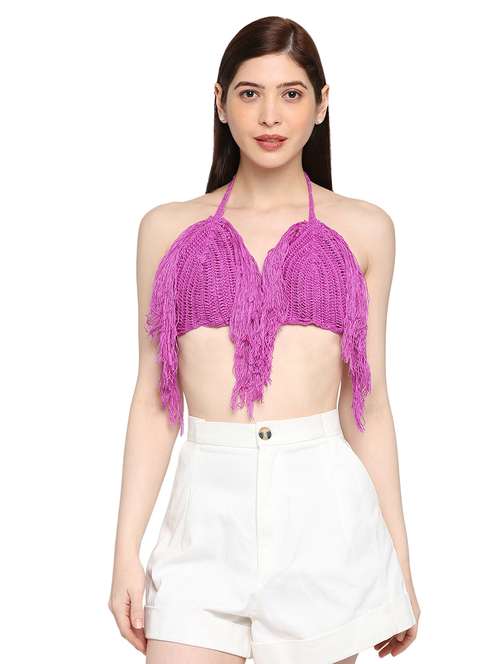 purple crochet bikini bra