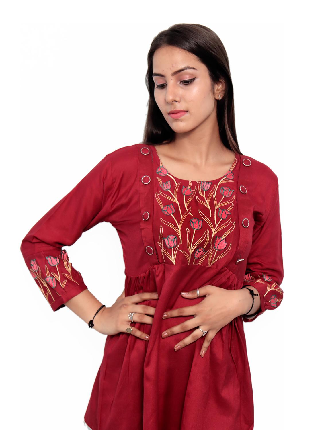 women's peplum round neck top - 19350501 - Standard Image - 3