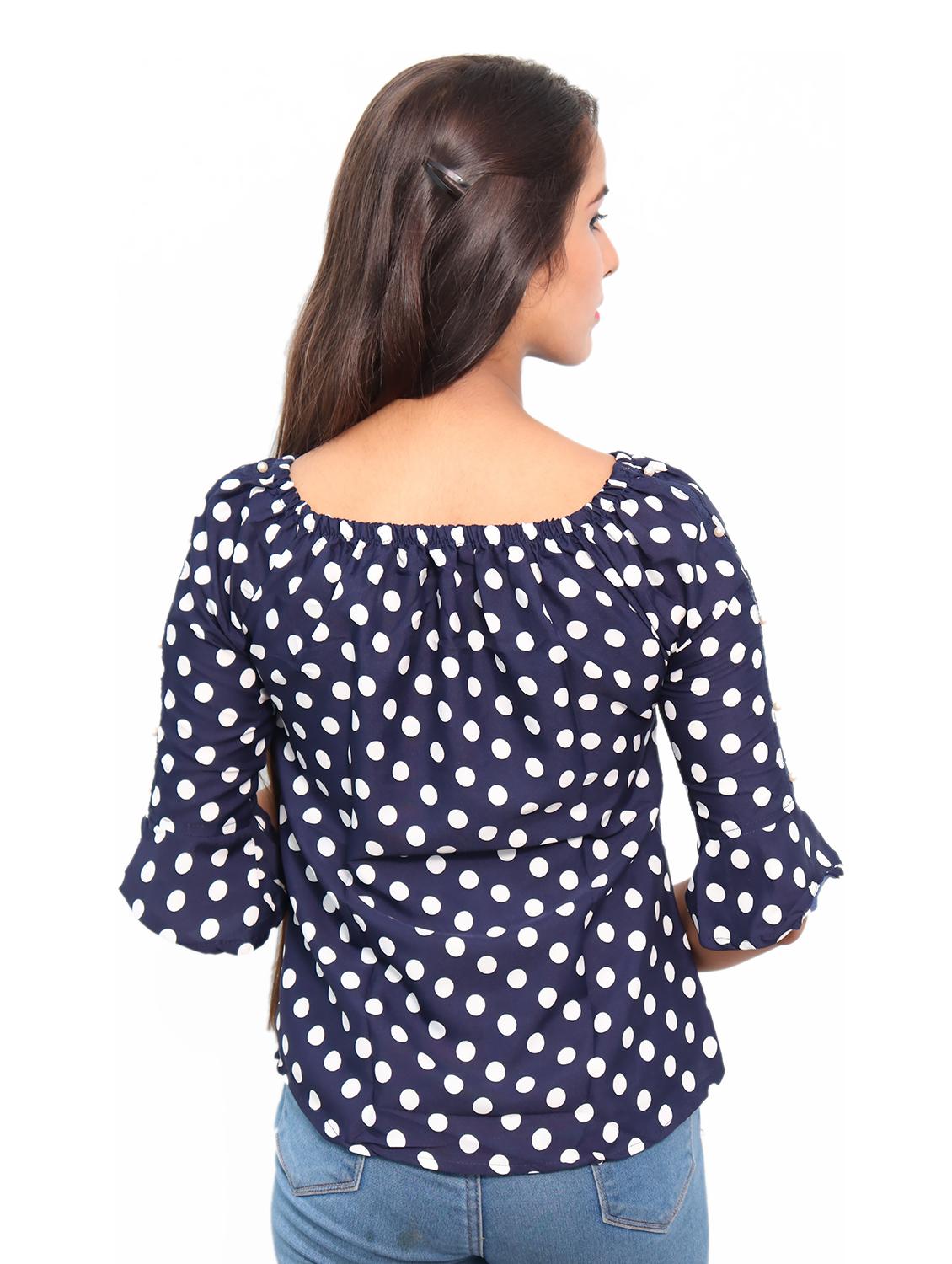 women's blouson round neck top - 19350511 - Standard Image - 3