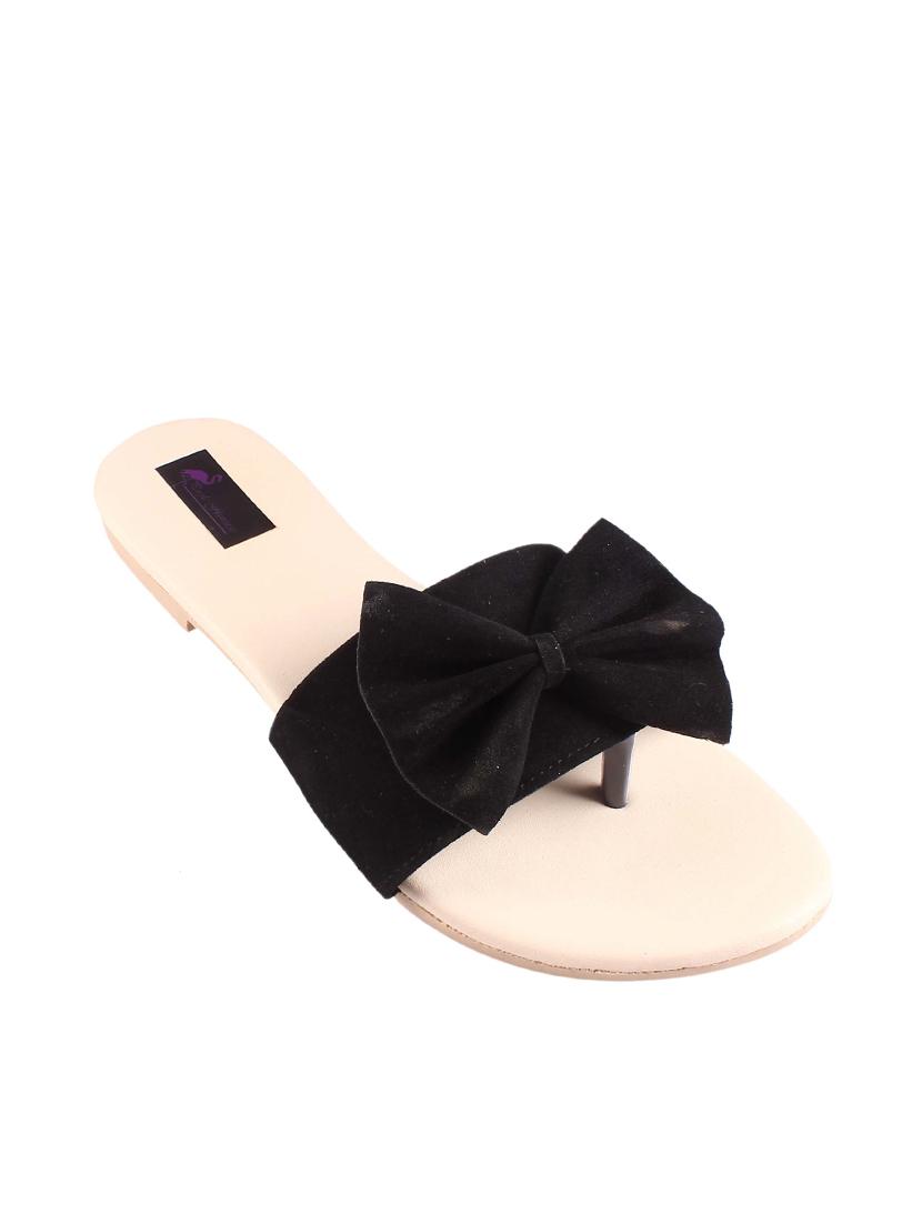 solid bow detailed slip on flats - 19351398 - Zoom Image - 0