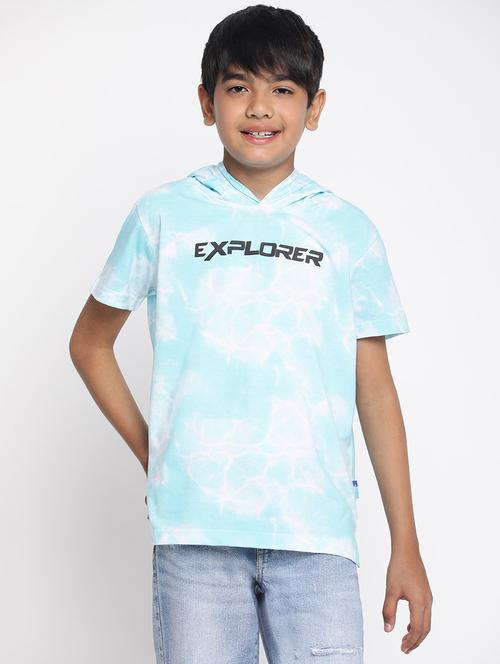 boys hooded front print t-shirt - 19352880 - Standard Image - 0