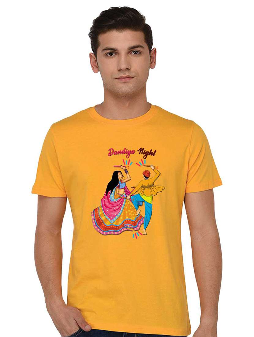 yellow printed regular t-shirt