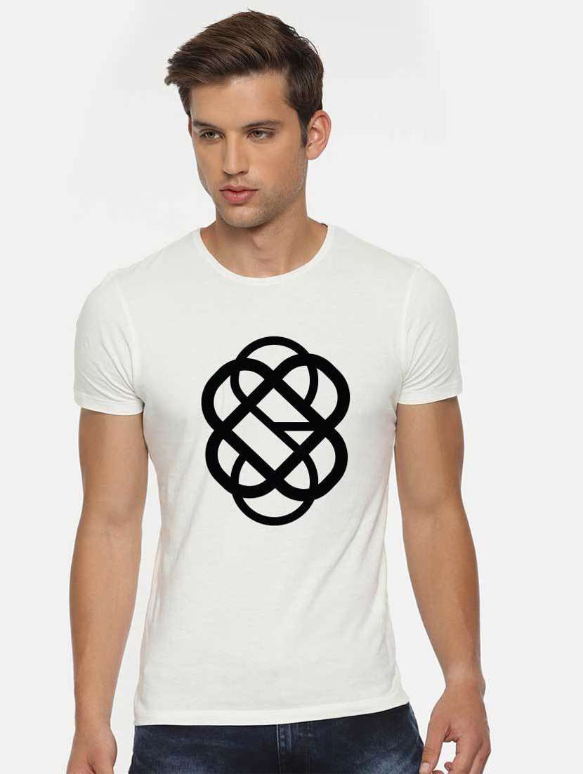 men round neck front print t-shirt