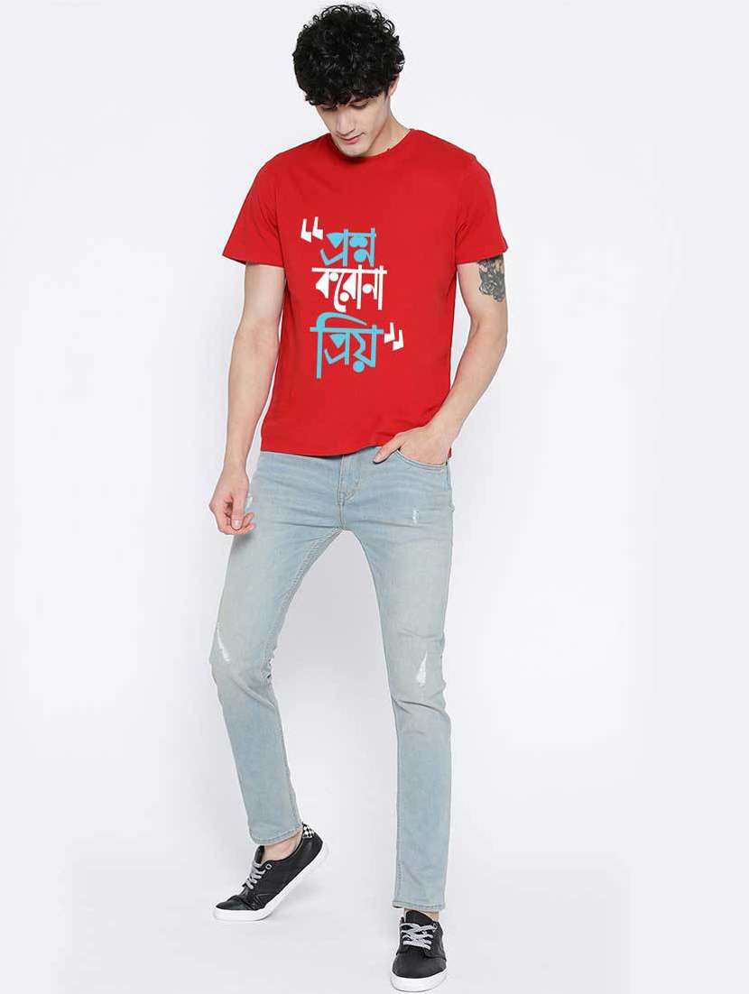 men front print short sleeves t-shirt - 19353278 - Standard Image - 3