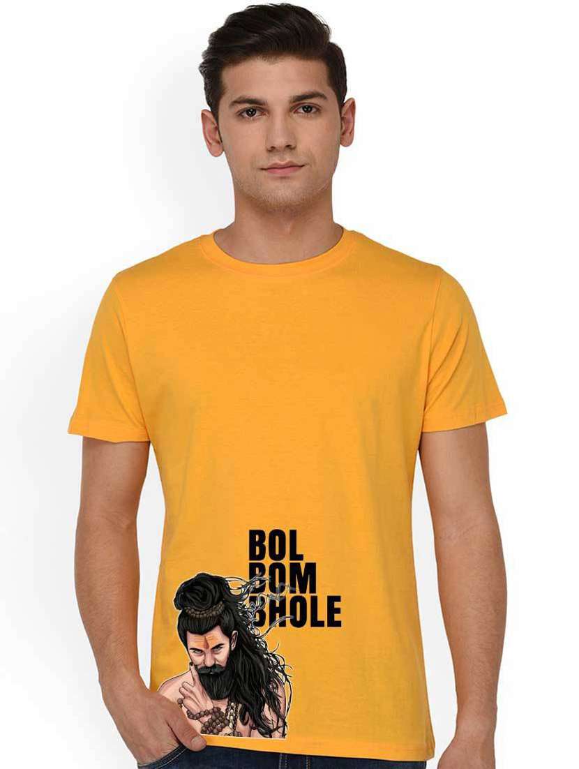 men round neck placement print t-shirt
