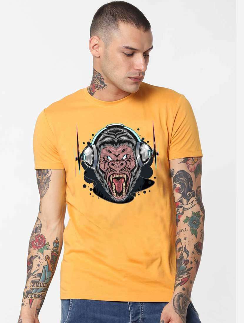 men front print short sleeve t-shirt