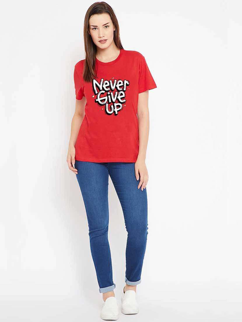 women round neck front print t-shirt - 19353340 - Standard Image - 3