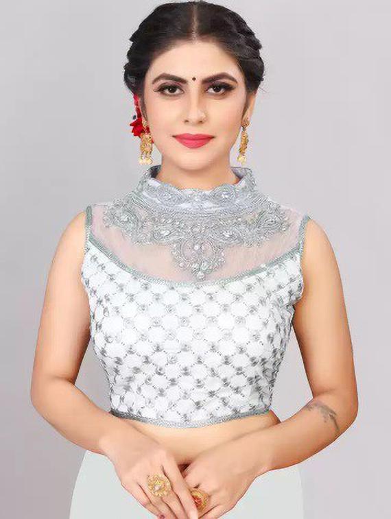 white embroidered regular blouse - 19355265 -  Zoom Image - 0
