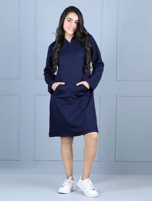girls hooded long sleeves frock - 19370743 -  Standard Image - 0