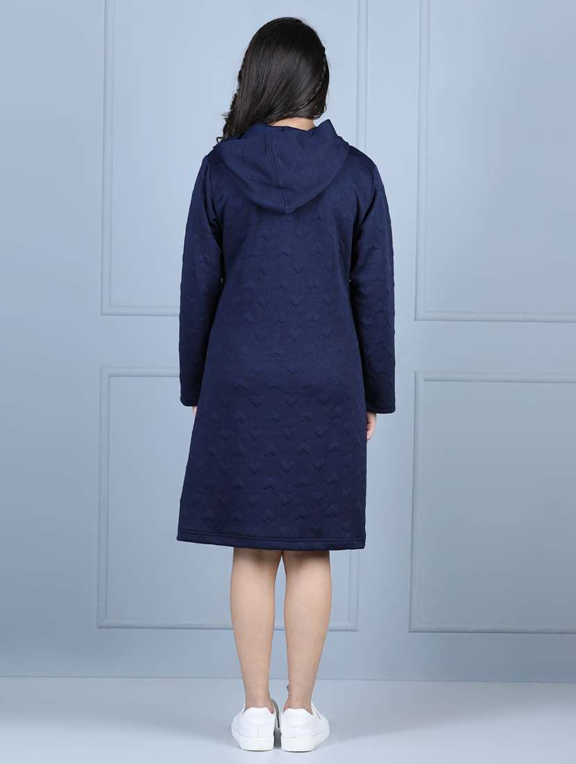 girls hooded long sleeves frock - 19370743 - Standard Image - 3