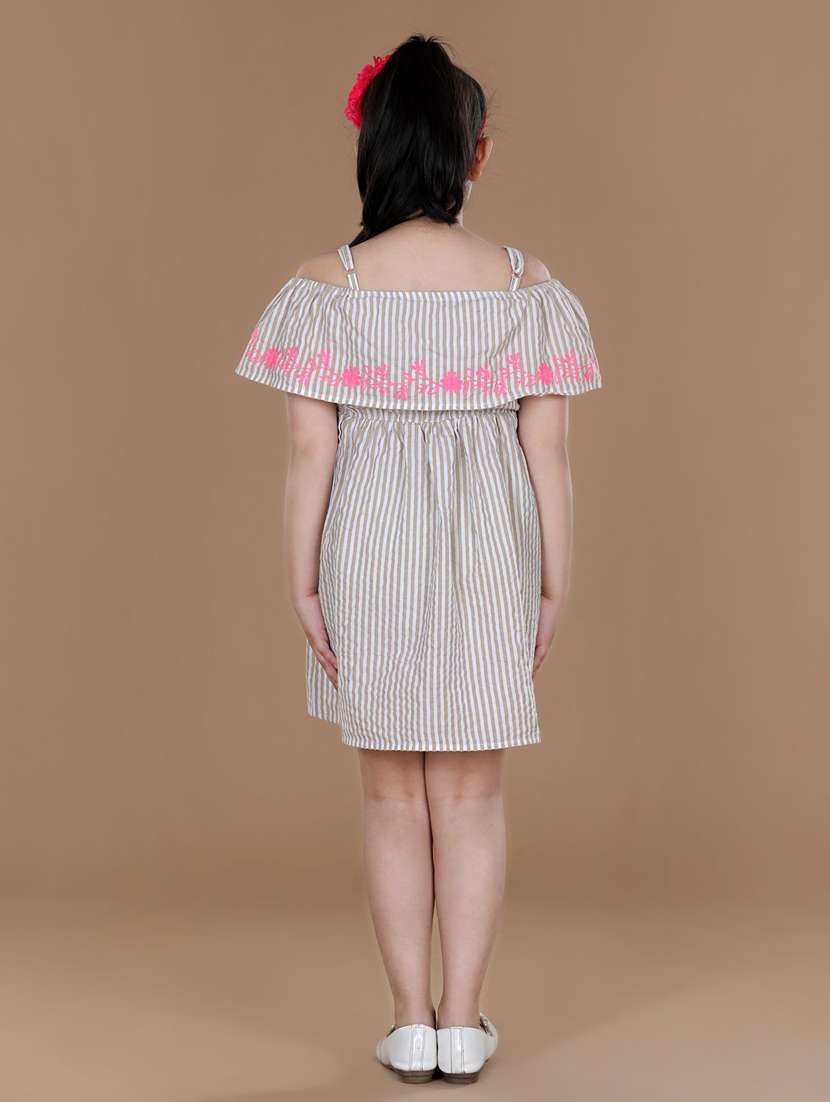 beige striped cotton frock - 19370791 -  Standard Image - 3