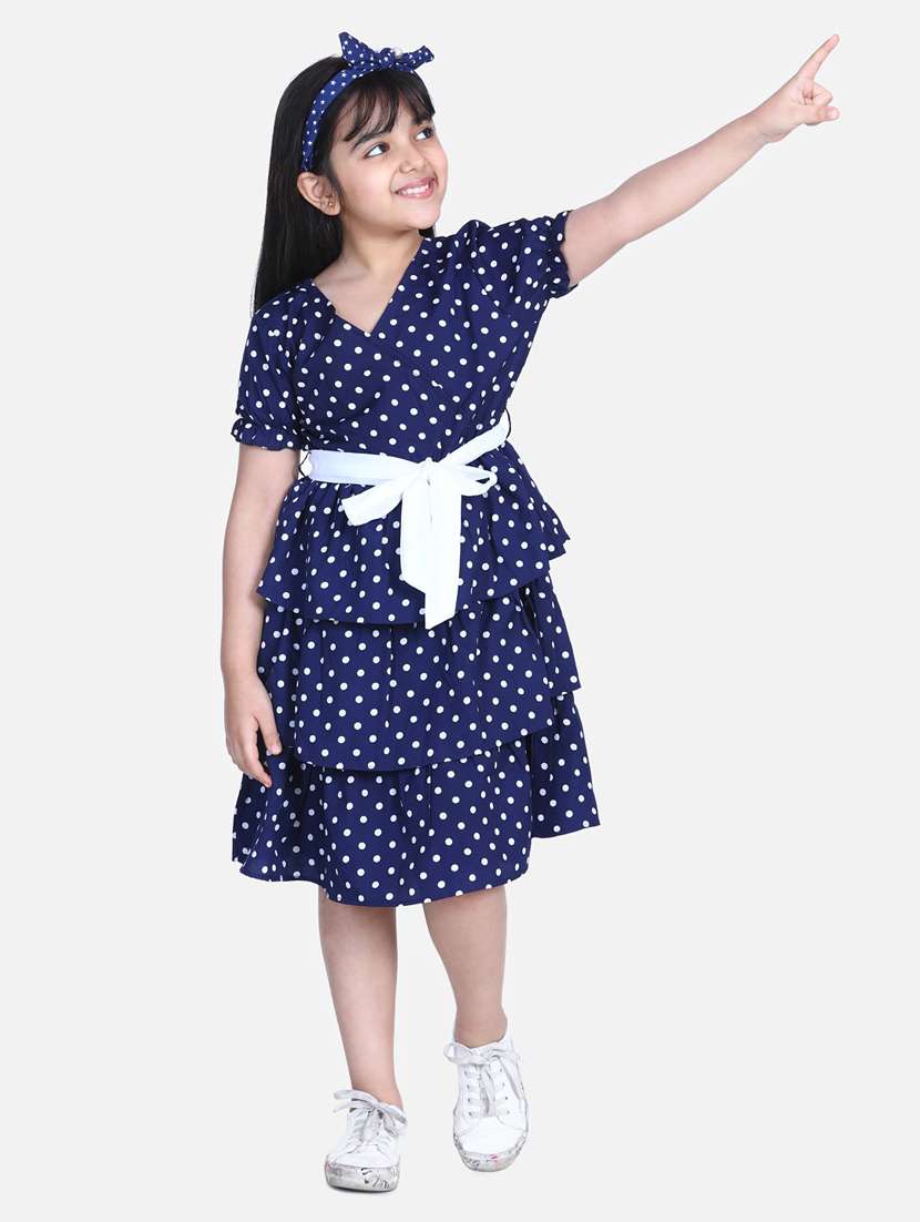 girls v neck short sleeves frock