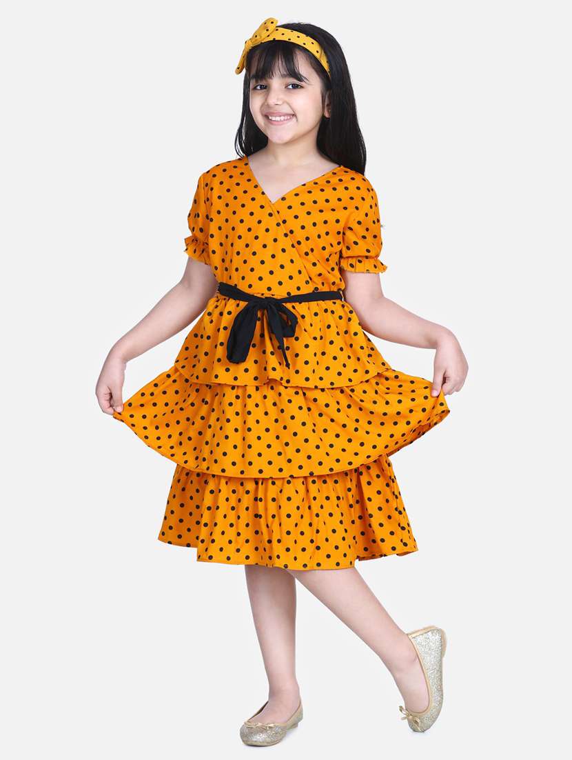girls v neck short sleeves frock