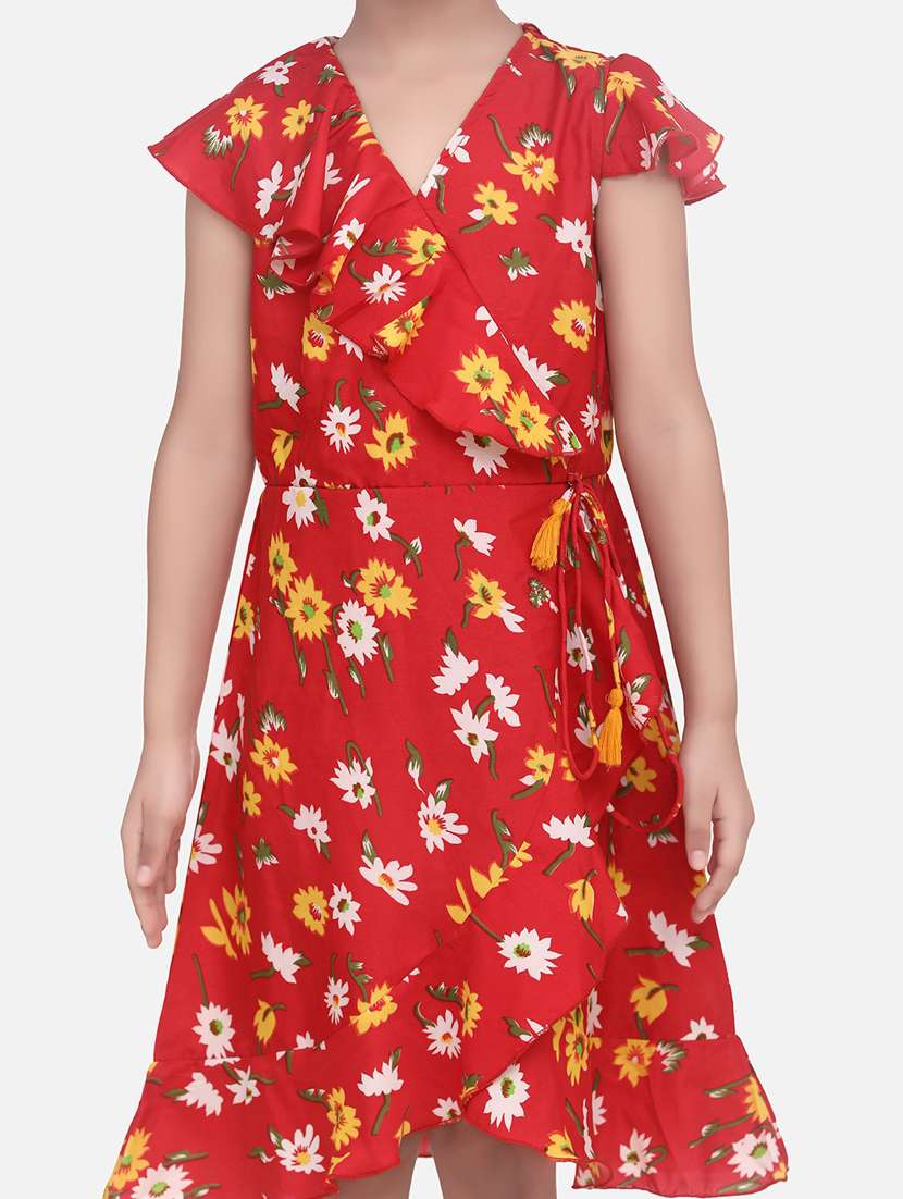 girls v neck short sleeves frock - 19370833 -  Standard Image - 3