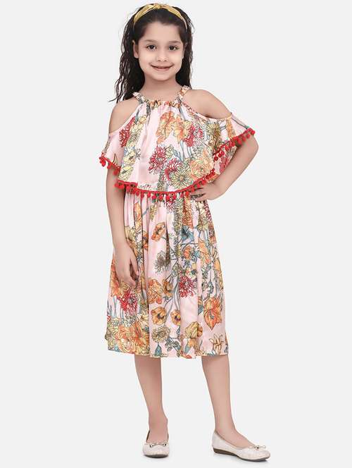 girls halter neck cold shoulder frock - 19370838 -  Standard Image - 0