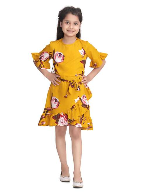 girls round neck bell sleeve frock - 19370844 -  Standard Image - 0