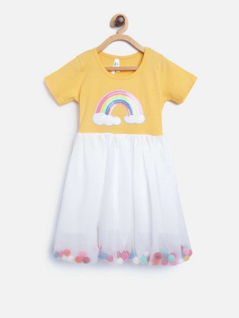 girls round neck short sleeves frock