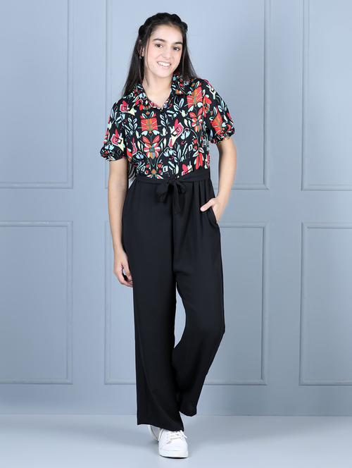 black polyester full length jumpsuit - 19370896 - Standard Image - 0