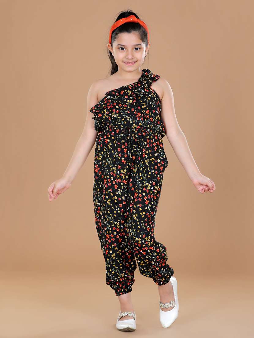 black polyester full length jumpsuit 