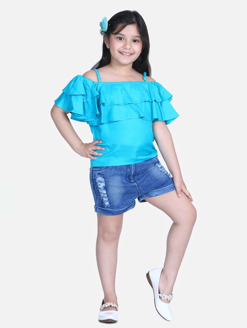 blue cotton shorts twin sets 