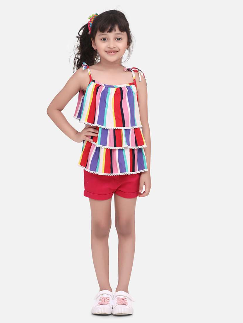 multi colored polyester shorts sets