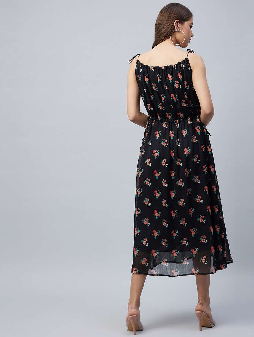 black polyester fit & flare dress - 19371197 -  Standard Image - 3