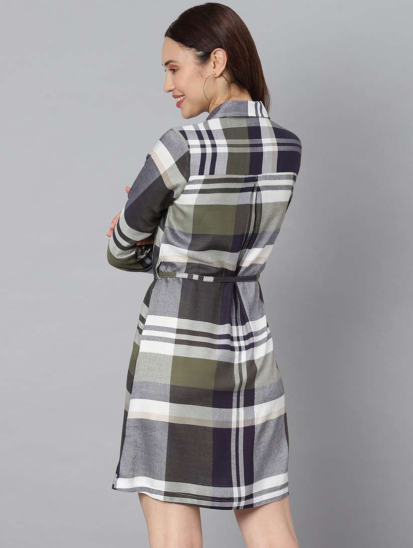 women checkered long sleeve shirt dress - 19371244 - Standard Image - 3