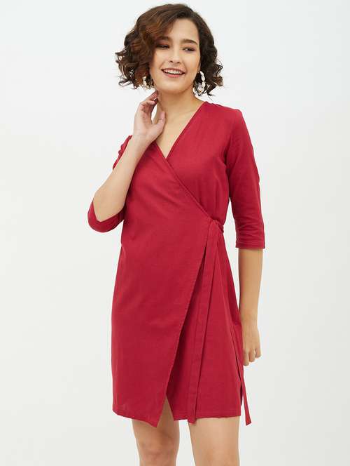 women's wrap solid dress - 19371265 -  Standard Image - 0