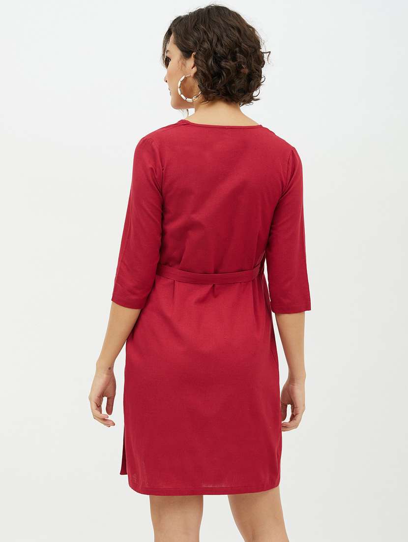 women's wrap solid dress - 19371265 - Standard Image - 5