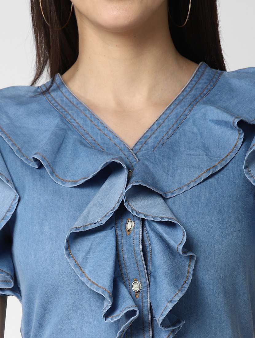 blue denim aline dress - 19371320 - Standard Image - 5