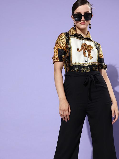 women black printed short sleeve shirt - 19371530 -  Standard Image - 0