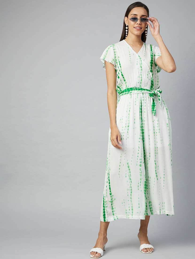 white tie & dye full leg jumpsuit